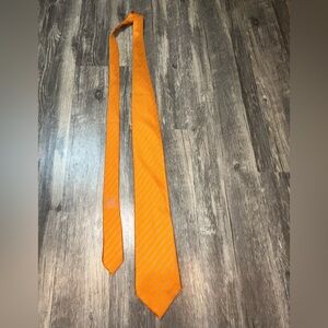 Hermès Paris Orange Silk Tie Blue Diagonal Stripe Luxury Designer Necktie